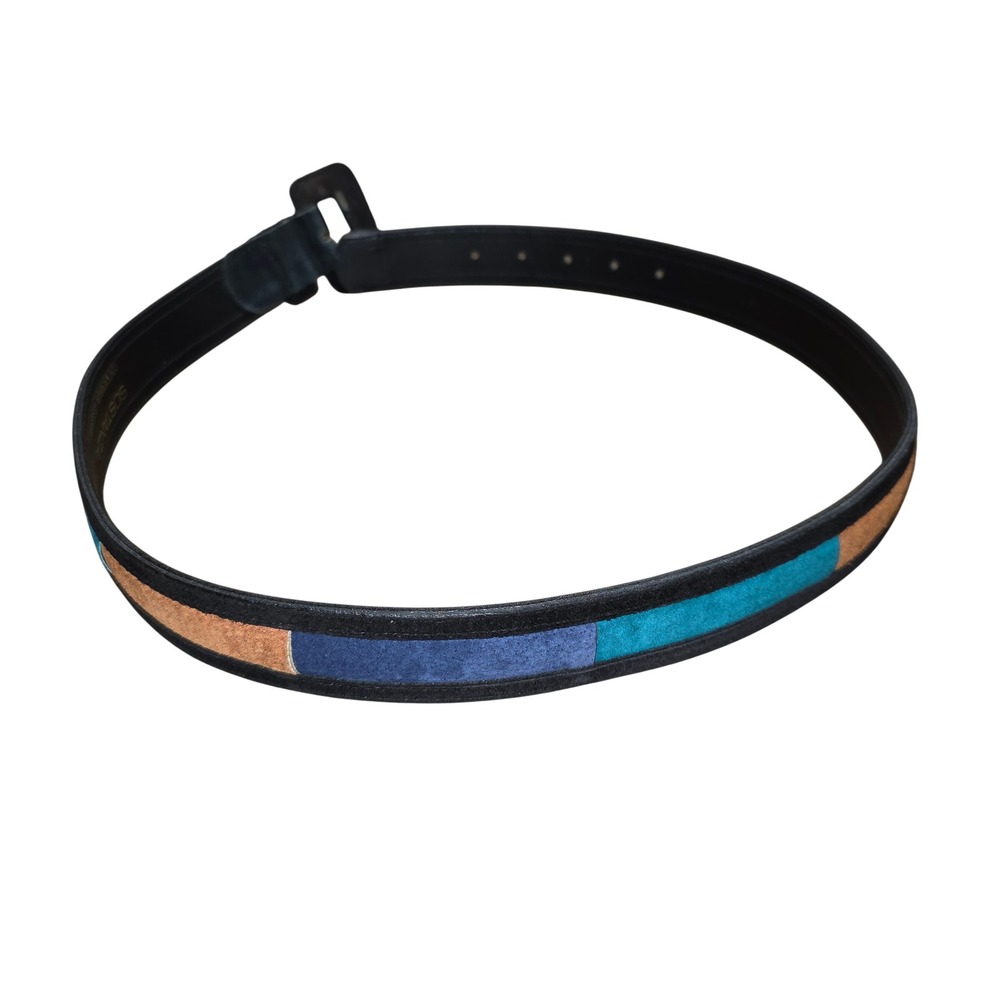 Sostanza Vintage Blue Teal Tan Color Block Suede Belt Large RN35546 Taiwan